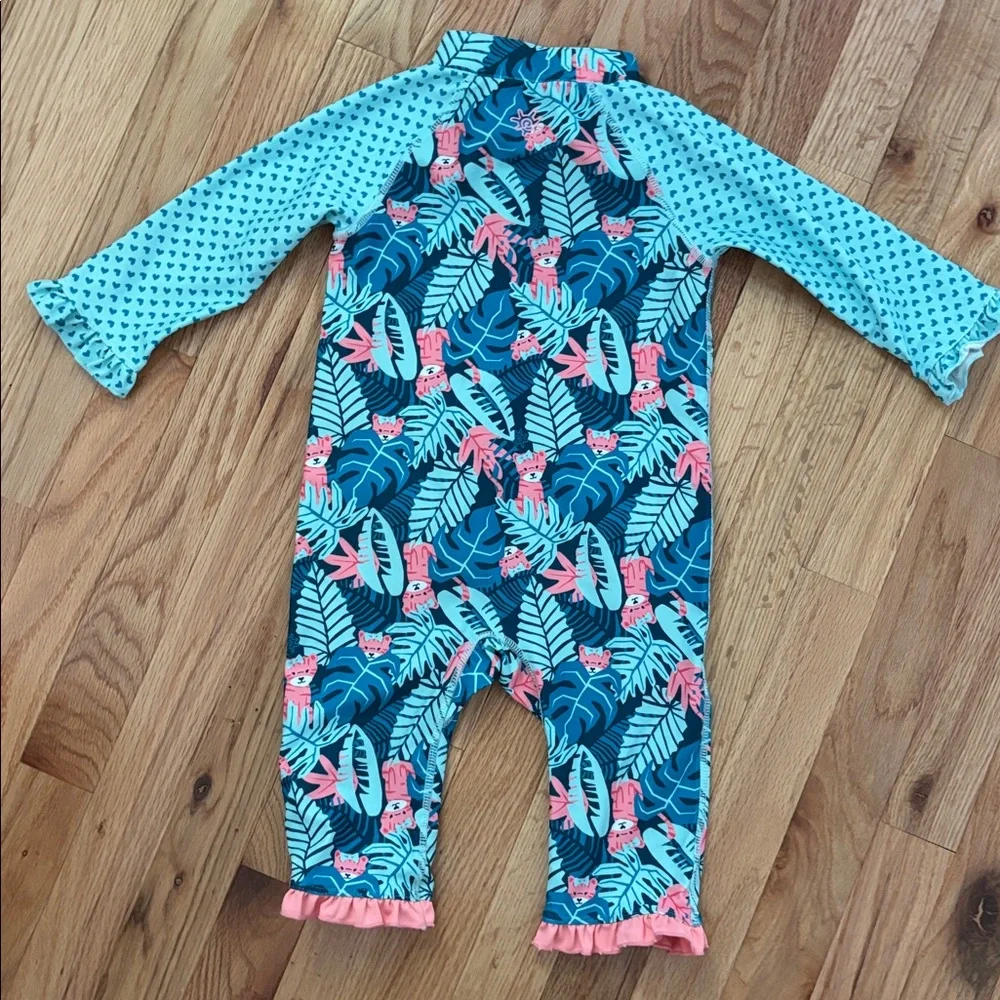 UV SKINZ BABY GIRL ONE PIECE LONG SLEEVE BATHING SUIT SUN AND SWIM 2T TIGER - Picture 5 of 5